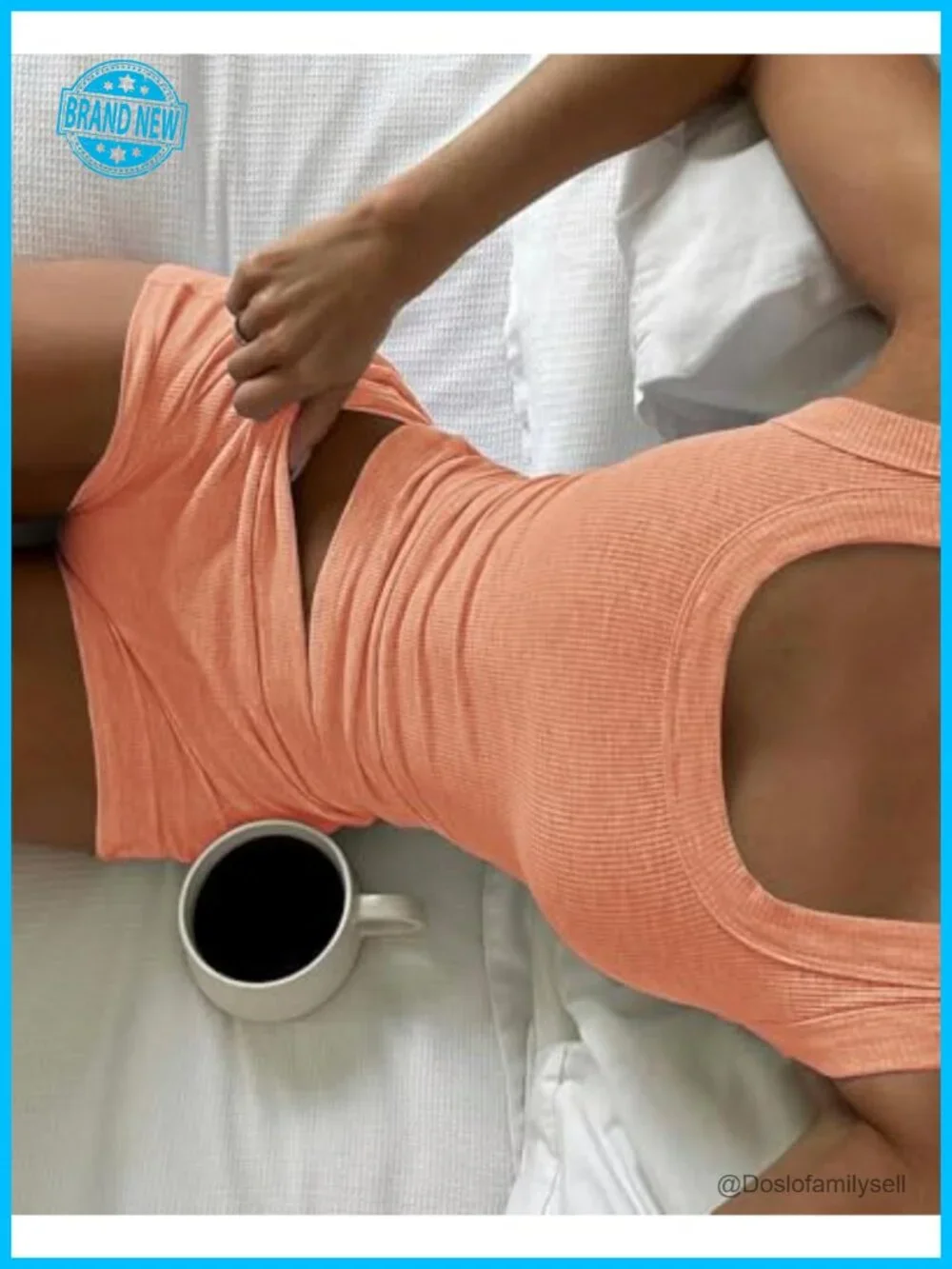 Sleeveless Tank Top and Shorts 2 Piece Pajama Set Ribbed Knit Lounge Set